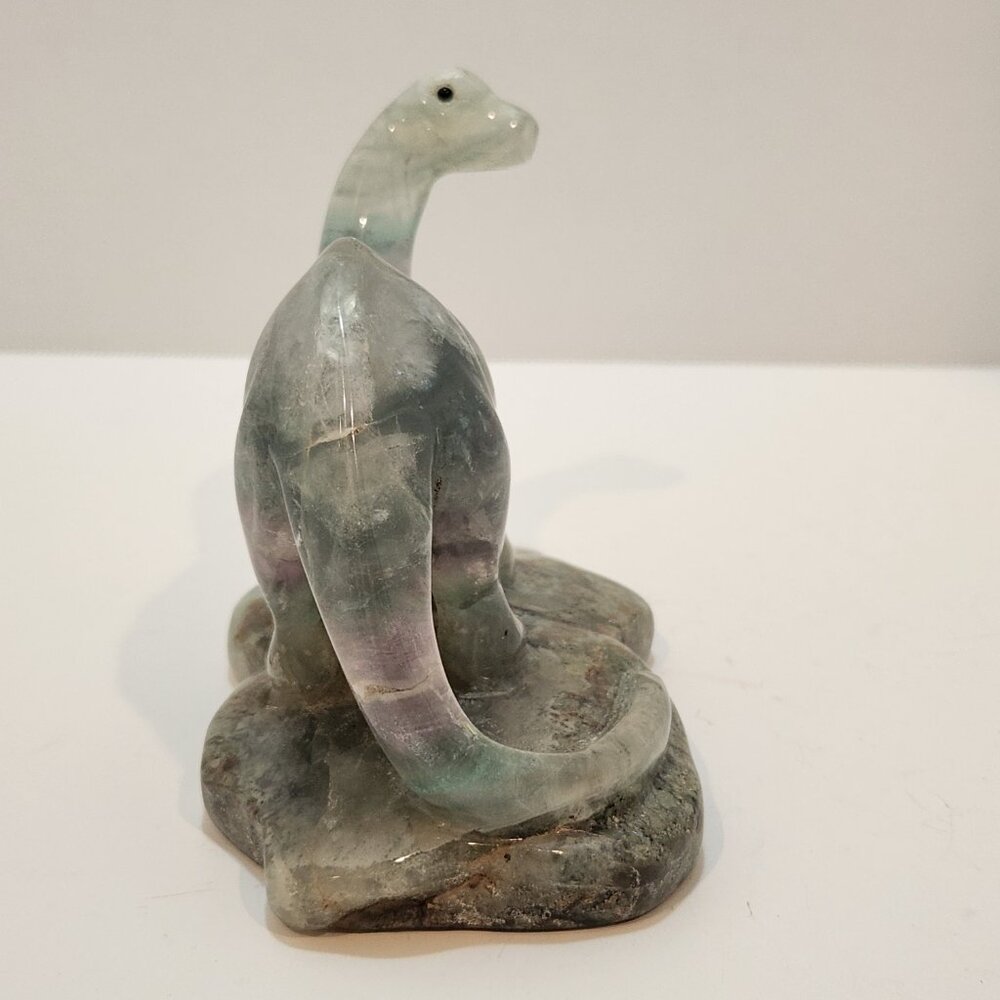 Hand Carved Fluorite Crystal Dinosaur Figurine - Picture 5 of 10